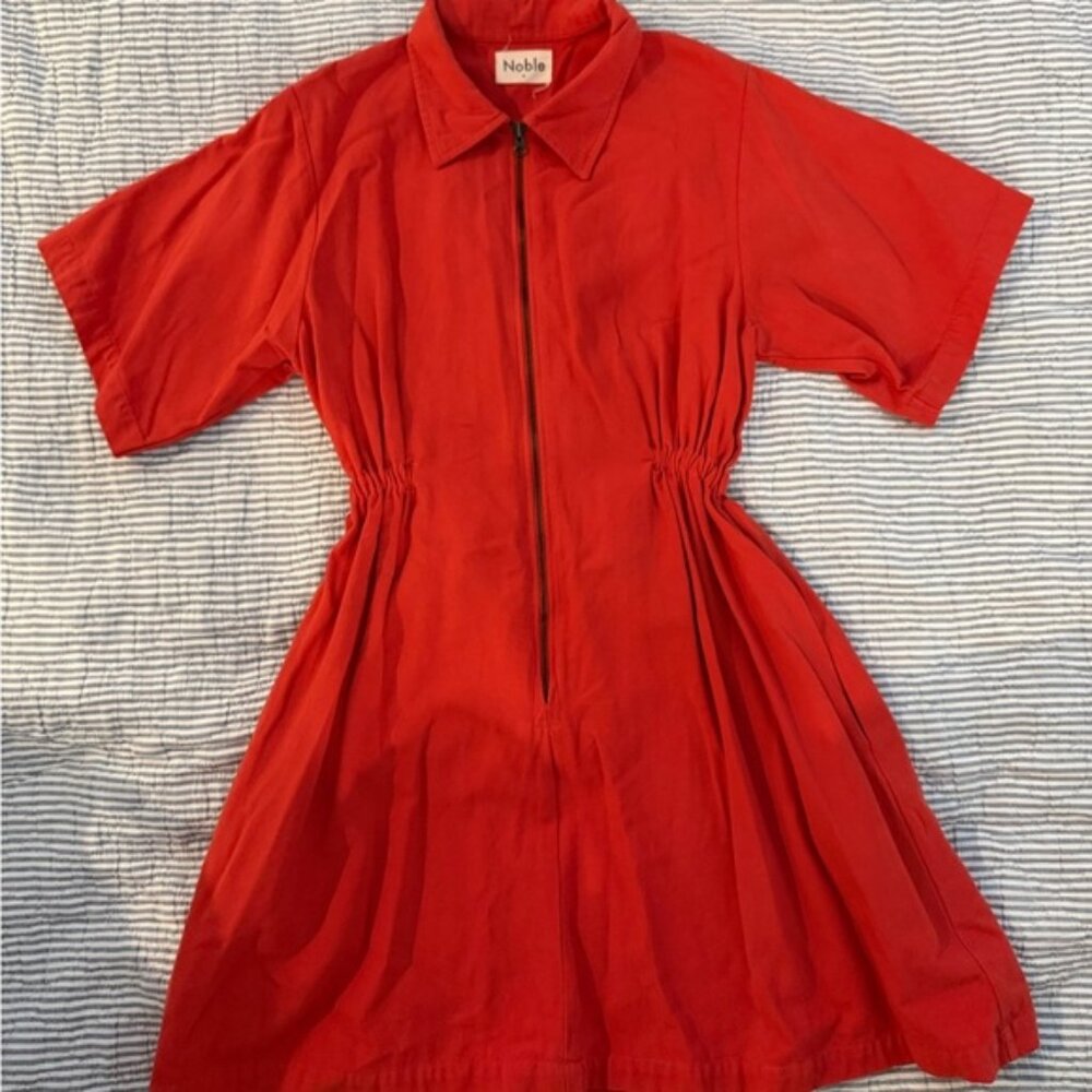 Noble Scarlet Zip-Front Utility Dress